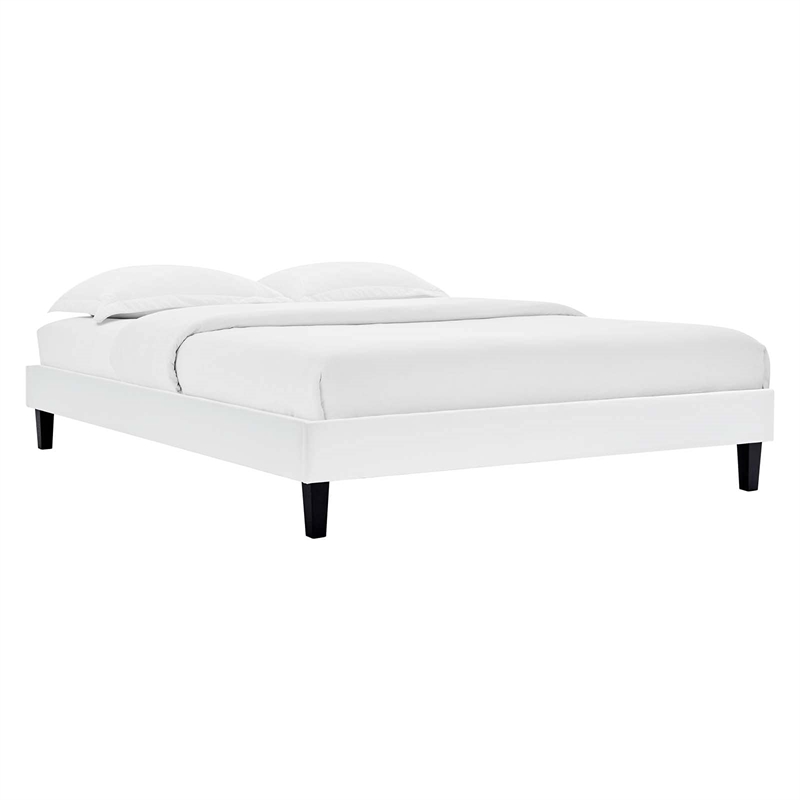 Modway Reign Full Performance Velvet Platform Bed Frame in White