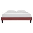 Modway Reign Queen Performance Velvet Platform Bed Frame in Dusty Rose