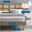 Modway Sidney Cane Rattan and Wood Queen Platform Bed with Angular Legs in Gray