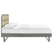 Modway Sidney Cane Rattan and Wood Queen Platform Bed with Angular Legs in Gray