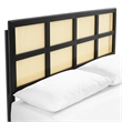 Modway Sidney Cane Rattan and Wood Queen Platform Bed with Splayed Legs in Black