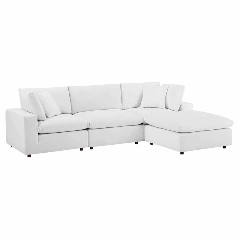 Modway Commix 4-Piece Performance Velvet Sectional Sofa in White