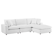 Modway Commix 4-Piece Performance Velvet Sectional Sofa in White