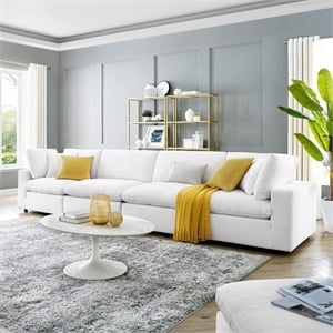 Modway Commix 4-Seater Down Filled Overstuffed Performance Velvet Sofa in White