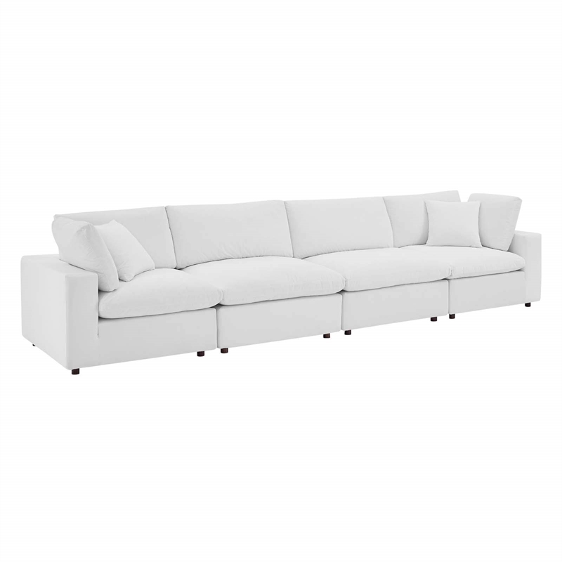 Modway Commix 4-Seater Down Filled Overstuffed Performance Velvet Sofa in White