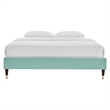Modway Harlow Queen Performance Velvet Platform Bed Frame in Mint Green