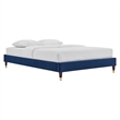 Modway Harlow Queen Performance Velvet Platform Bed Frame in Navy