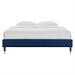 Modway Harlow Queen Performance Velvet Platform Bed Frame in Navy