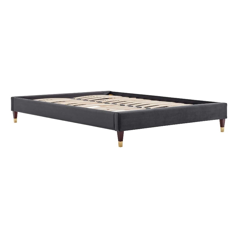 Modway Harlow King Performance Velvet Platform Bed Frame In Charcoal 