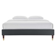 Modway Harlow King Performance Velvet Platform Bed Frame in Charcoal