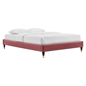 Modway Harlow King Performance Velvet Platform Bed Frame in Dusty Rose