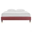 Modway Harlow King Performance Velvet Platform Bed Frame in Dusty Rose