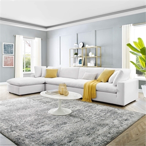 Modway Commix 5-Piece Performance Velvet Fabric Sectional Sofa in White