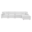 Modway Commix 5-Piece Performance Velvet Fabric Sectional Sofa in White