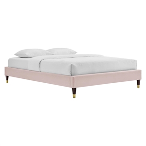 Modway Harlow King Performance Velvet Platform Bed Frame in Pink