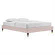 Modway Harlow King Performance Velvet Platform Bed Frame in Pink