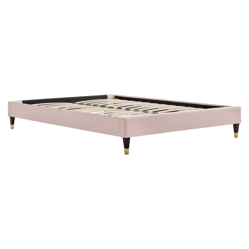 Modway Harlow King Performance Velvet Platform Bed Frame in Pink