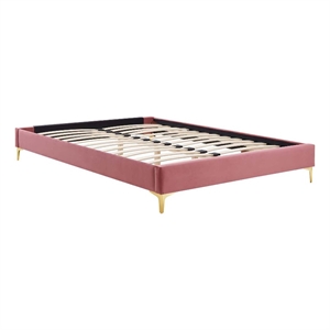 modway sutton queen modern performance velvet bed frame in dusty rose