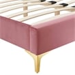 Modway Sutton Queen Modern Performance Velvet Bed Frame in Dusty Rose