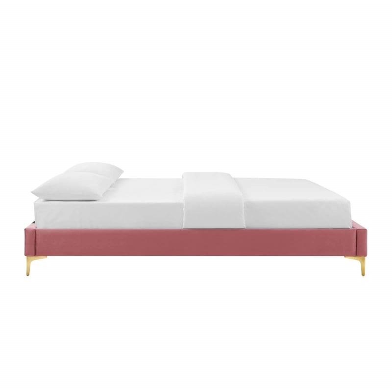 Modway Sutton Queen Modern Performance Velvet Bed Frame in Dusty Rose
