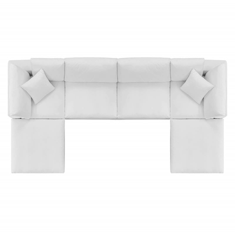 Modway Commix 6-Piece Performance Velvet Sectional Sofa in White