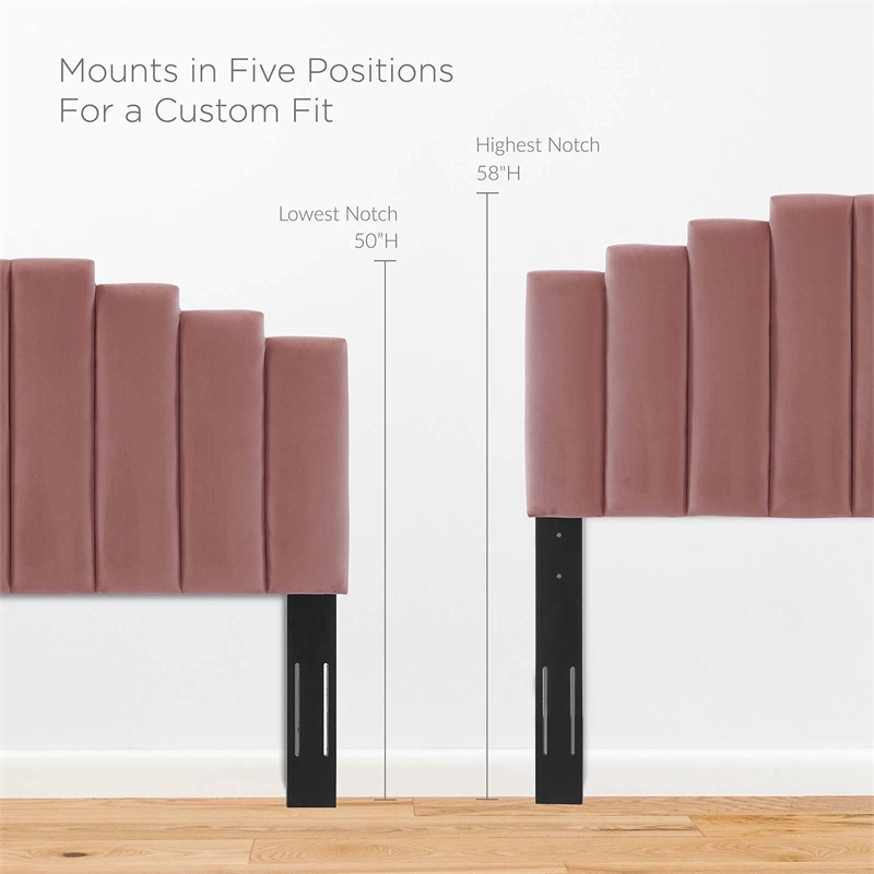 Modway Noelle Modern Performance Velvet Twin Headboard in Dusty Rose