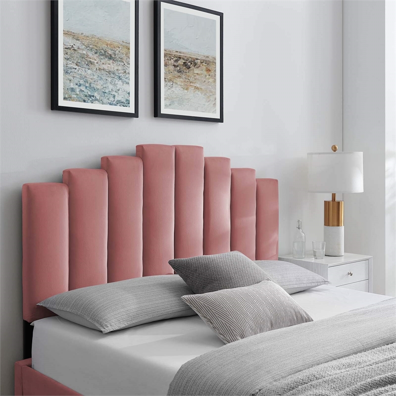 Modway Noelle Modern Performance Velvet Twin Headboard in Dusty Rose