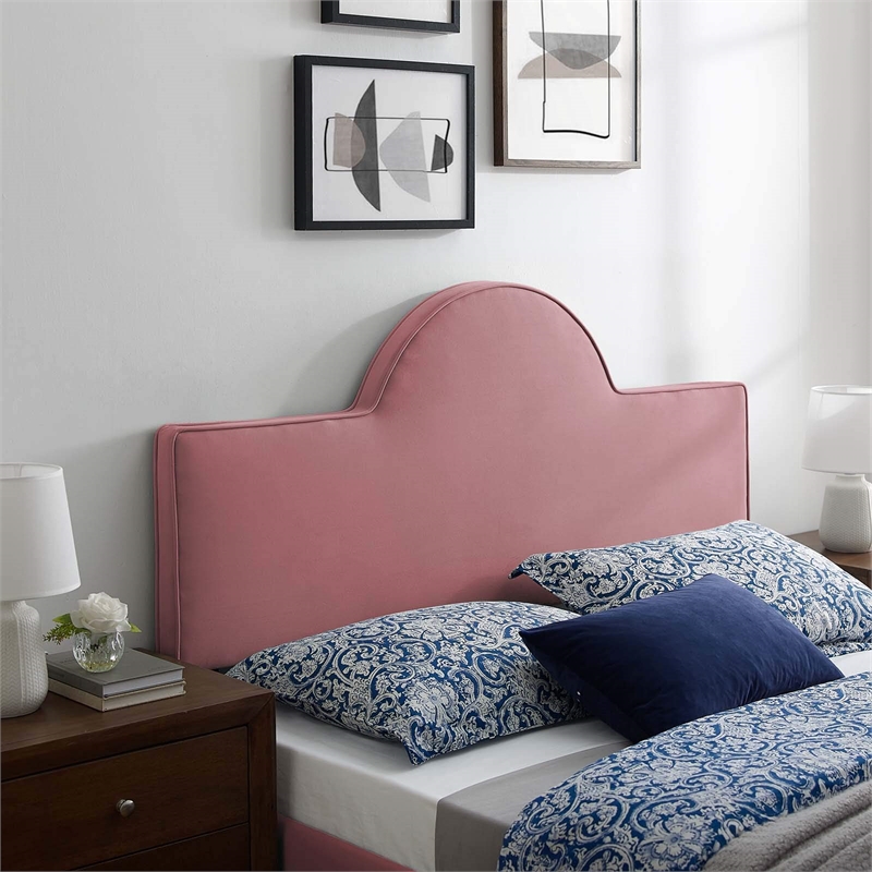 Modway Dawn Twin Modern Performance Velvet Headboard in Dusty Rose