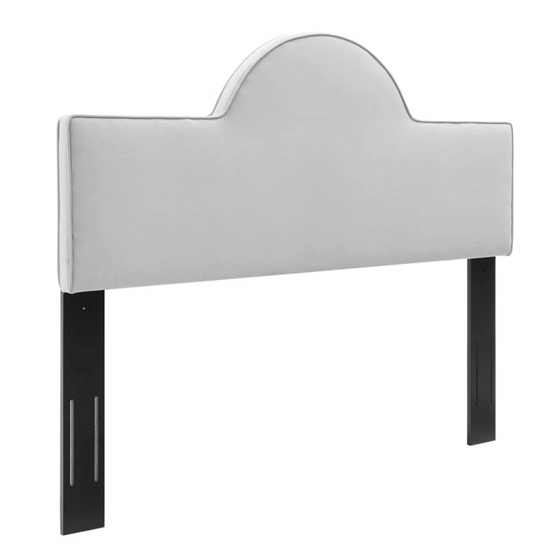 Modway Dawn Twin Modern Performance Velvet Headboard in Light Gray