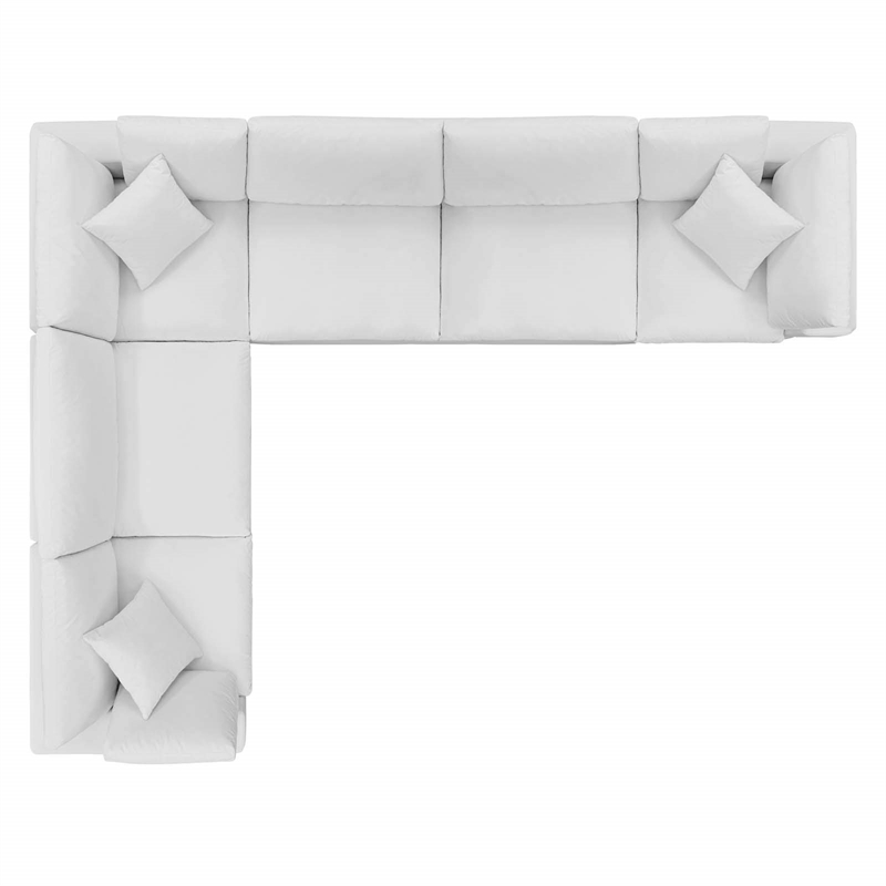 Modway Commix 6-Piece Performance Velvet Fabric Sectional Sofa in White