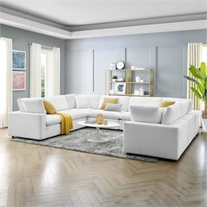Modway Commix 8-Piece Performance Velvet Sectional Sofa in White
