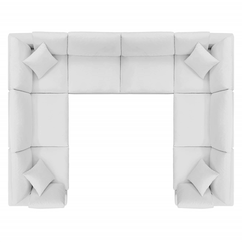 Modway Commix 8-Piece Performance Velvet Sectional Sofa in White