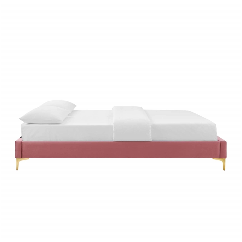 Modway Sutton Twin Modern Performance Velvet Bed Frame in Dusty Rose