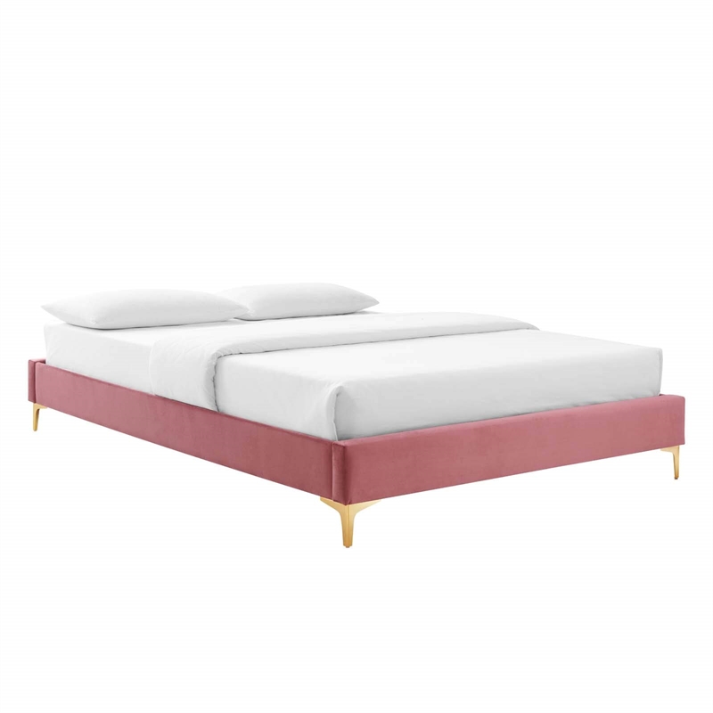 Modway Sutton King Modern Performance Velvet Bed Frame in Dusty Rose