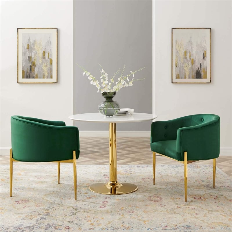 Modway Savour Modern Tufted Velvet Accent Chairs in Emerald Green (Set of 2)