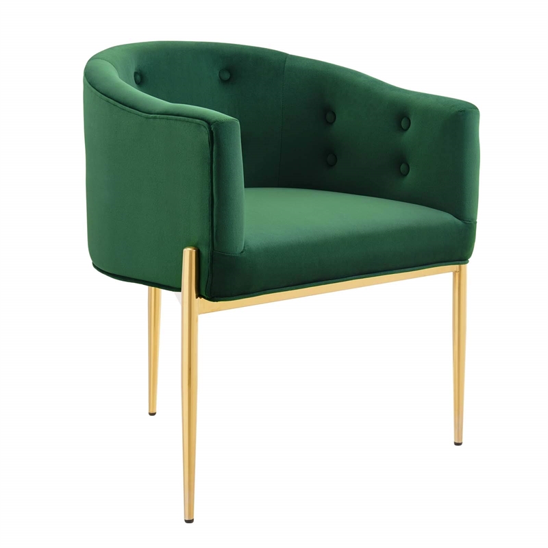 Modway Savour Modern Tufted Velvet Accent Chairs in Emerald Green (Set of 2)