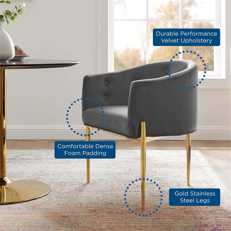 Modway Savour Modern Tufted Velvet Accent Chairs in Gray (Set of 2)