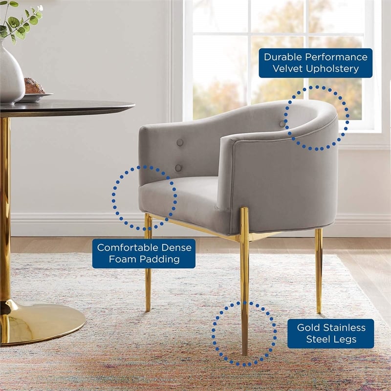 Modway Savour Modern Tufted Velvet Accent Chairs in Light Gray (Set of 2)