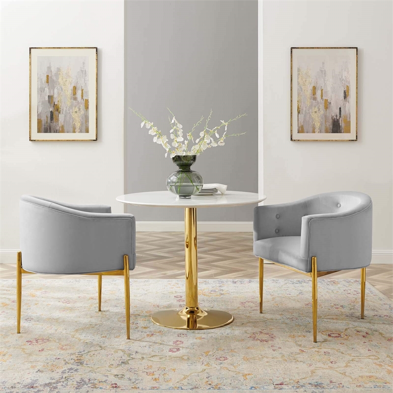 Modway Savour Modern Tufted Velvet Accent Chairs in Light Gray (Set of 2)