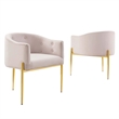 Modway Savour Modern Tufted Velvet Accent Chairs in Pink (Set of 2)