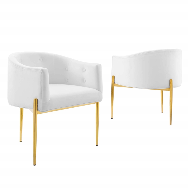 Modway Savour Modern Tufted Velvet Accent Chairs in White (Set of 2)