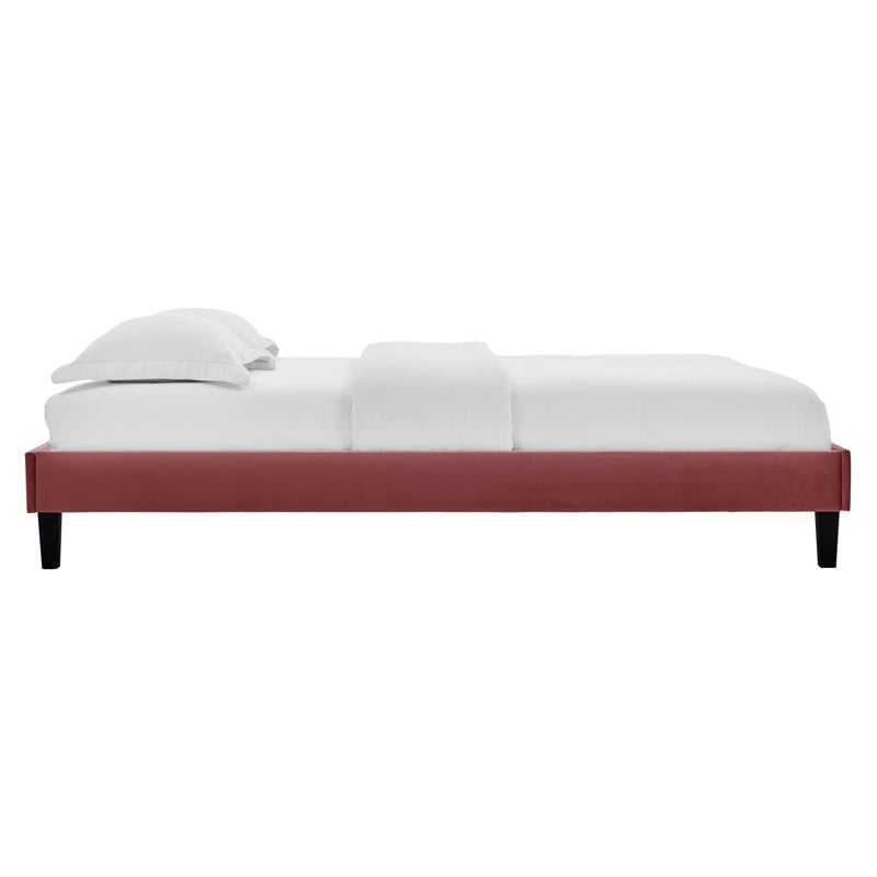 Modway Reign Twin Performance Velvet Platform Bed Frame in Dusty Rose
