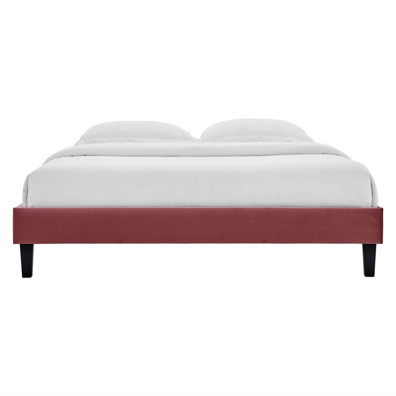 Modway Reign Twin Performance Velvet Platform Bed Frame in Dusty Rose