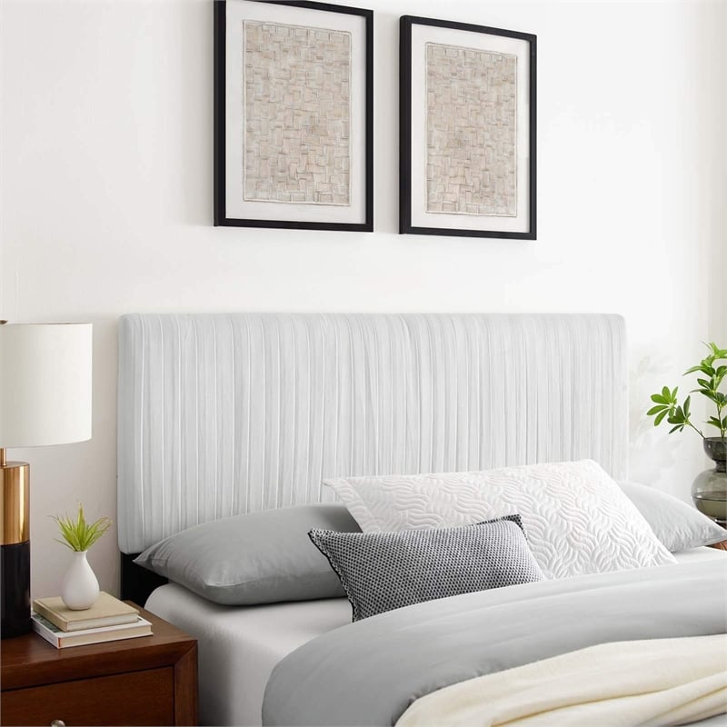Modway Eloise Channel Tufted Performance Velvet Full/Queen Headboard in White