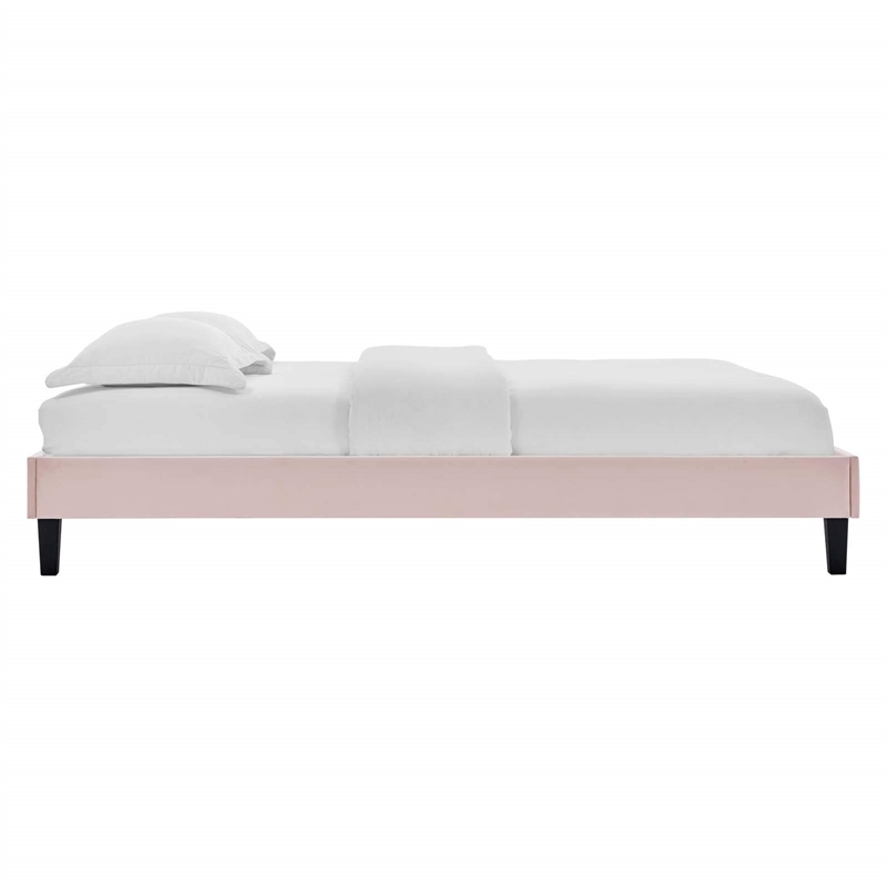Modway Reign Twin Performance Velvet Platform Bed Frame in Pink