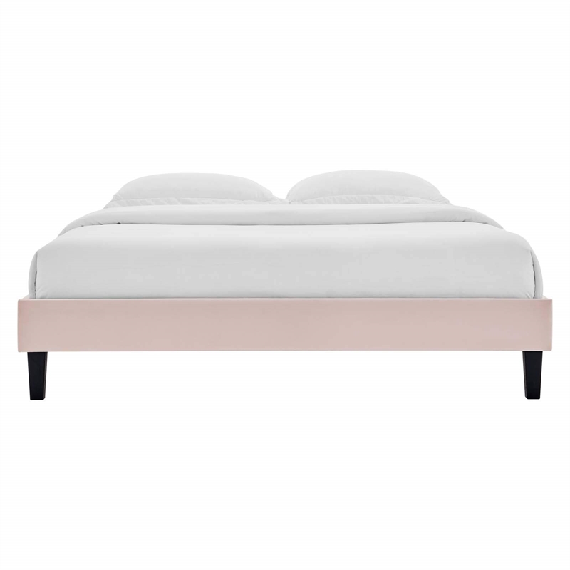 Modway Reign Twin Performance Velvet Platform Bed Frame in Pink
