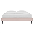 Modway Reign Twin Performance Velvet Platform Bed Frame in Pink