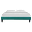 Modway Reign Twin Performance Velvet Platform Bed Frame in Teal Green