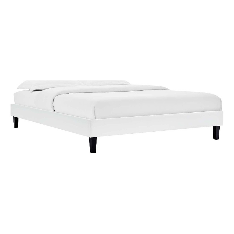 Modway Reign Twin Performance Velvet Platform Bed Frame in White