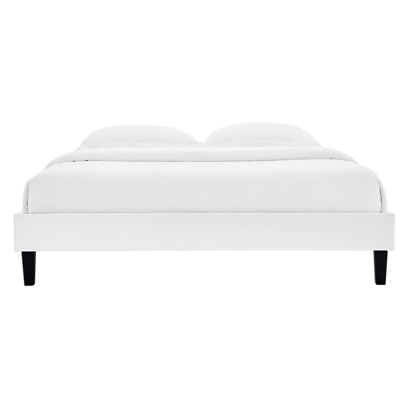 Modway Reign Twin Performance Velvet Platform Bed Frame in White
